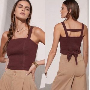 Anthropologie Smocked Cotton Tie-Back Tank, Size M